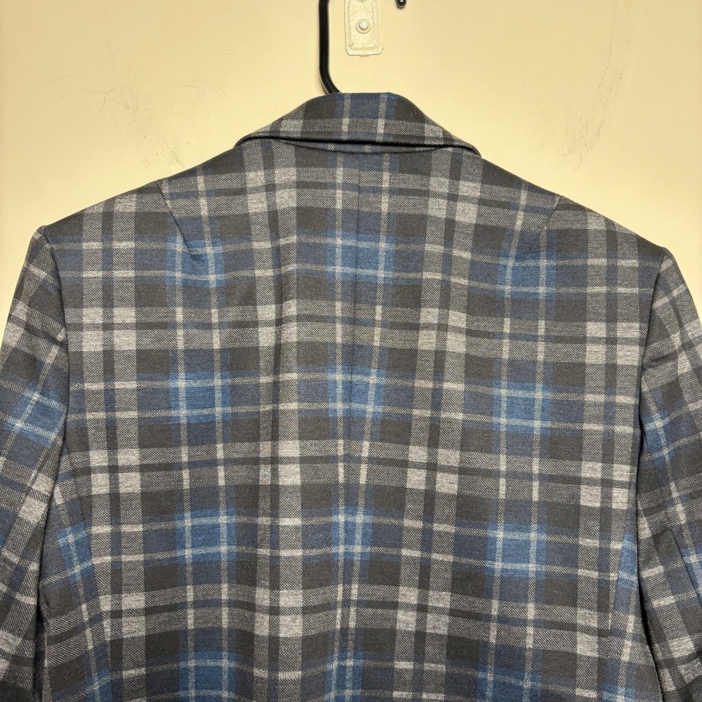 Pure Amici Navy Blue Plaid Single Breasted Notch Tailored Blazer Jacket Women XS - Picture 6 of 8